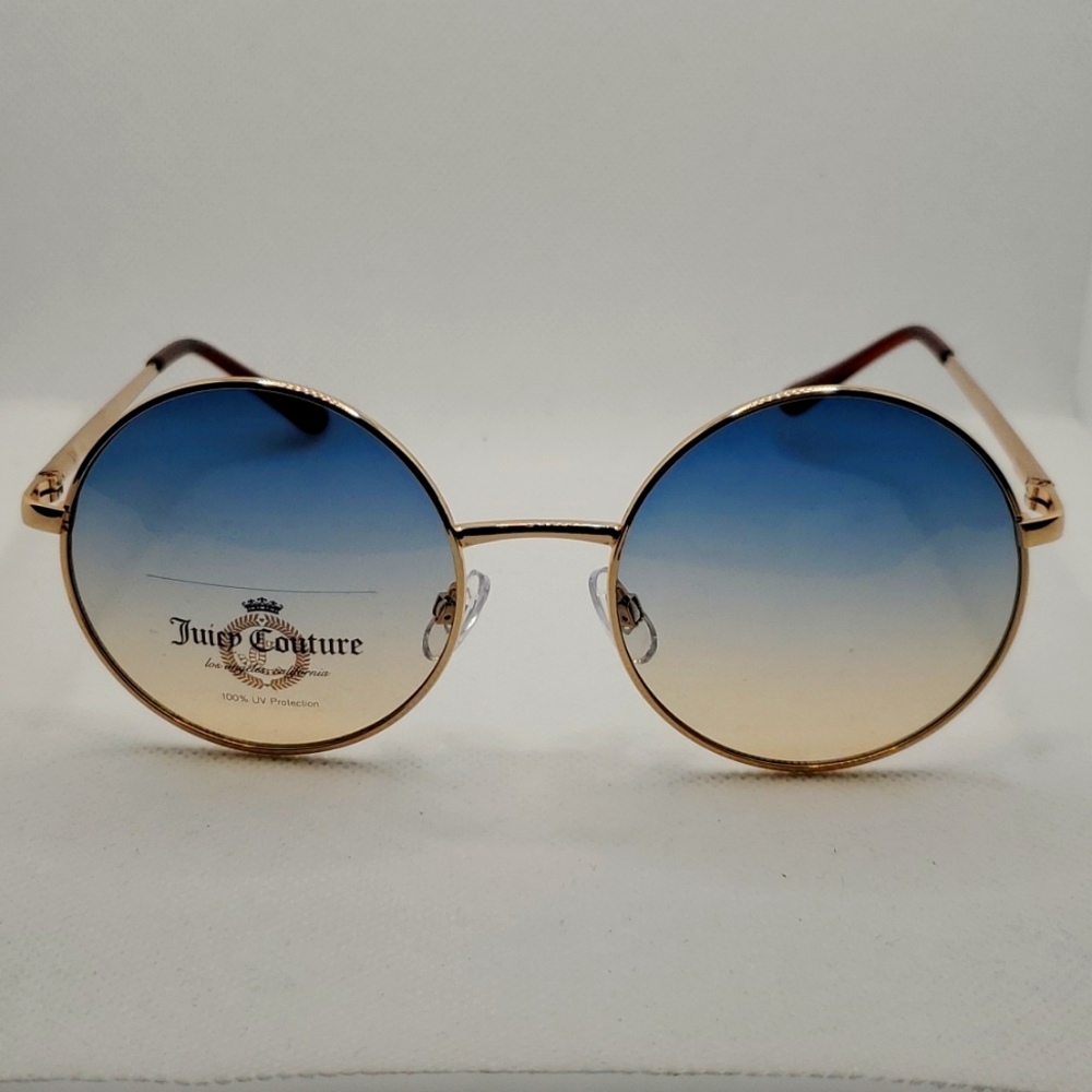 Juicy Couture Round Gold Frame Blue Gradient Lens Sunglasses